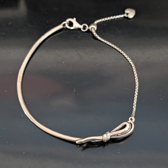 Pandora "Sparkling Brilliant Bow" Slide Bracelet,W/ Pandora Box, 925/CZ Retired - Picture 8 of 12